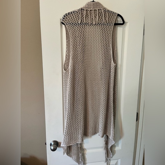 Chico’s Long cotton Knit Open Tan Summer Cardigan Women’s size Large - Picture 6 of 16